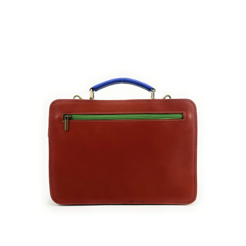 Sac cartable en cuir lisse PICADILLY CIRKUS rouge multicolore 9