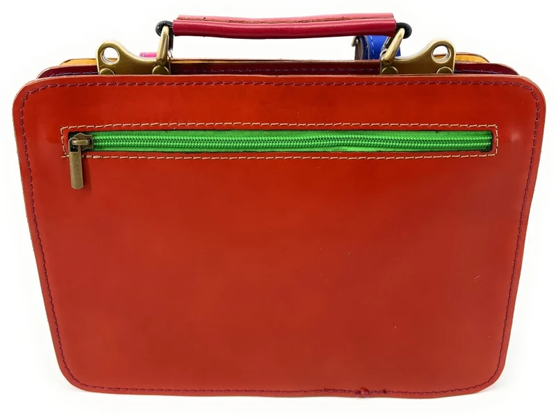 Sac cartable en cuir lisse PICADILLY CIRKUS rouge multicolore 29