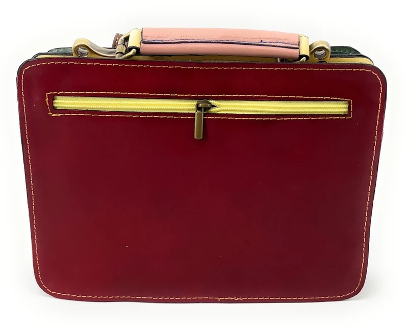 Sac cartable en cuir lisse PICADILLY CIRKUS rose fuchsia multicolore 7