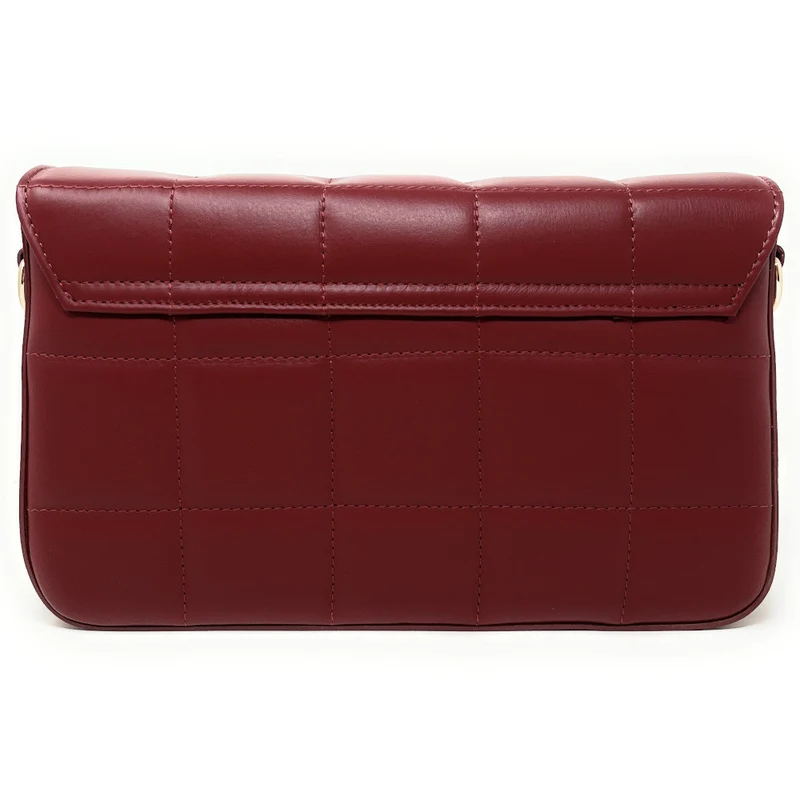 Sac french stick en cuir lisse matelassé TIME SQUARE Rouge cerise