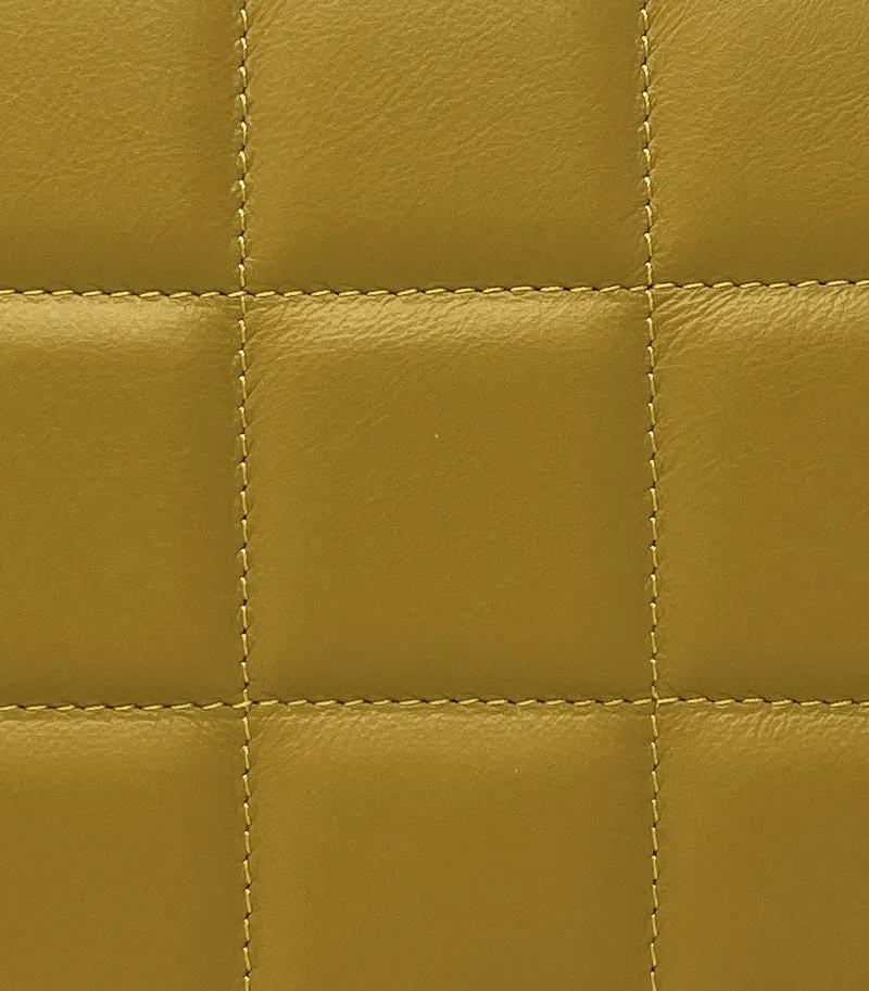 Sac french stick en cuir lisse matelassé TIME SQUARE Jaune Moutarde