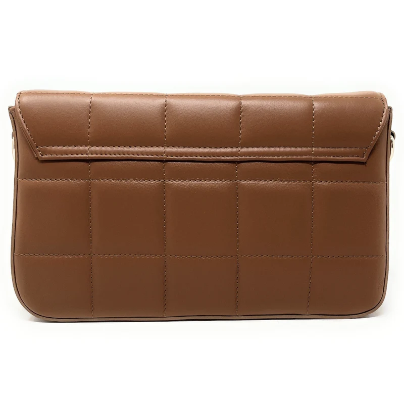 Sac french stick en cuir lisse matelassé TIME SQUARE Cognac