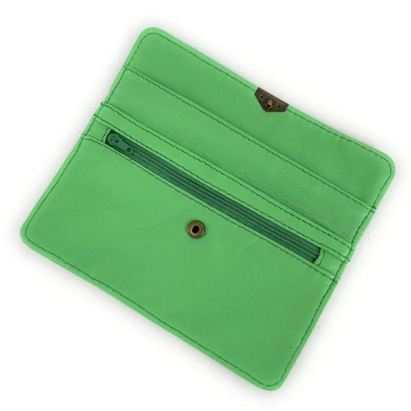 Pochette porte-monnaie en cuir lisse IMPRO Vert menthe