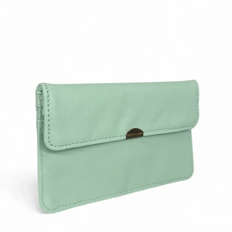 Pochette porte-monnaie en cuir lisse IMPRO Vert pastel