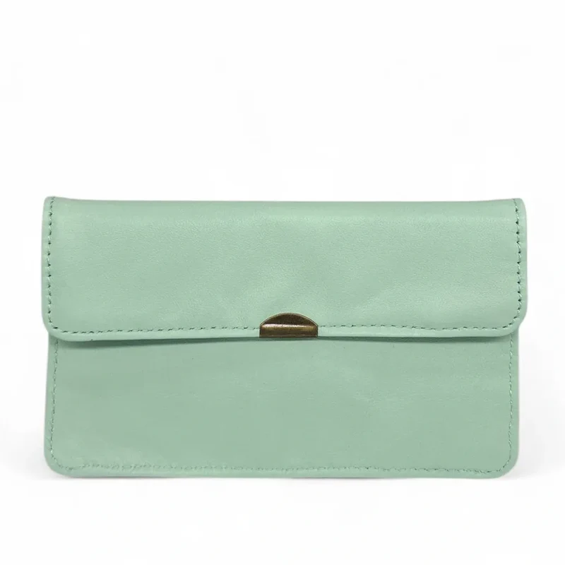 Pochette porte-monnaie en cuir lisse IMPRO Vert pastel