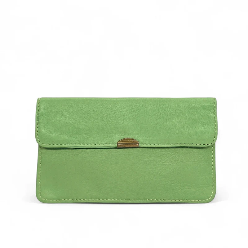 Pochette porte-monnaie en cuir lisse IMPRO Vert amande