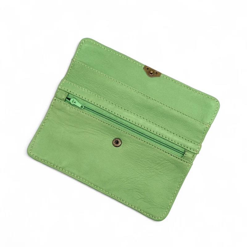 Pochette porte-monnaie en cuir lisse IMPRO Vert amande