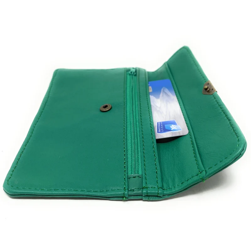 Pochette porte-monnaie en cuir lisse IMPRO Vert anglais