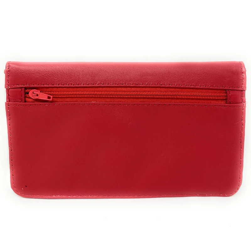 Pochette porte-monnaie en cuir lisse IMPRO Rouge garance