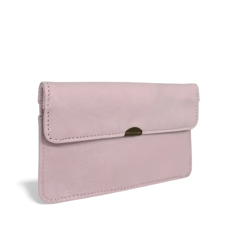 Pochette porte-monnaie en cuir lisse IMPRO Rose pâle