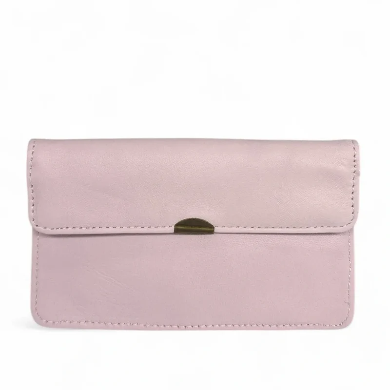 Pochette porte-monnaie en cuir lisse IMPRO Rose pâle