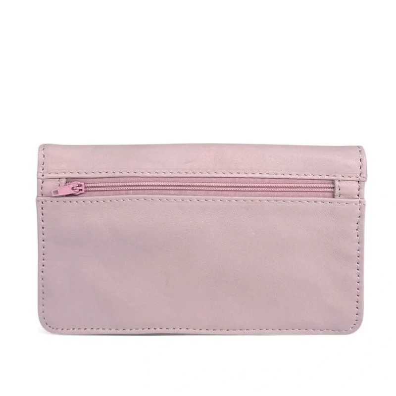 Pochette porte-monnaie en cuir lisse IMPRO Rose pâle