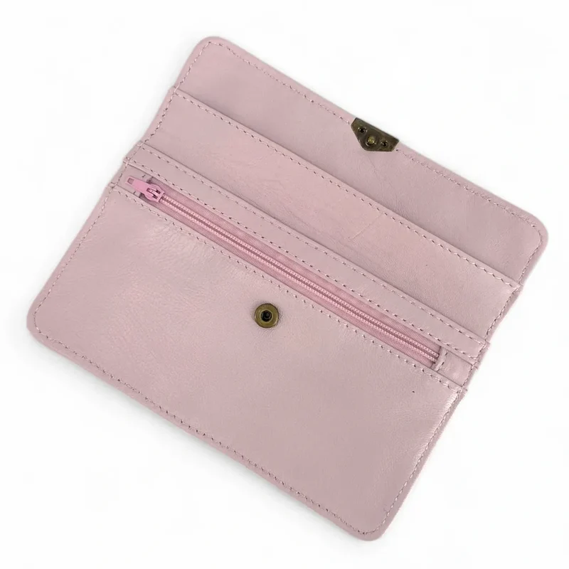 Pochette porte-monnaie en cuir lisse IMPRO Rose pâle
