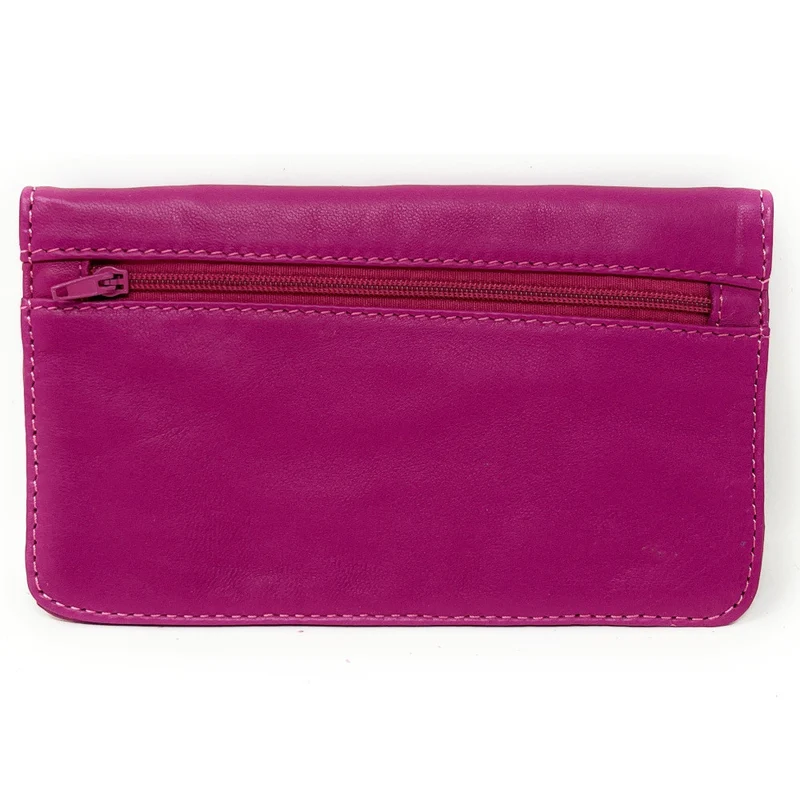 Pochette porte-monnaie en cuir lisse IMPRO Rose fuchsia
