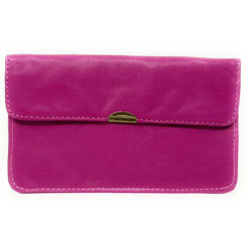 Pochette porte-monnaie en cuir lisse IMPRO Rose fuchsia