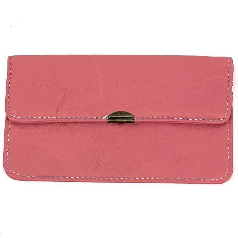 Pochette porte-monnaie en cuir lisse IMPRO Rose corail