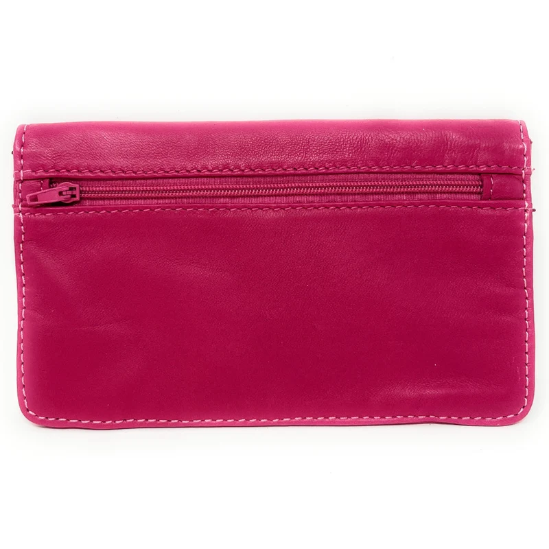 Pochette porte-monnaie en cuir lisse IMPRO Rose bonbon