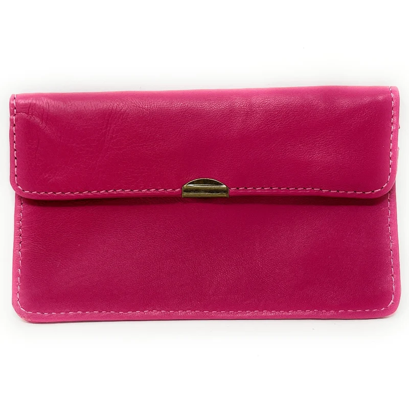 Pochette porte-monnaie en cuir lisse IMPRO Rose bonbon