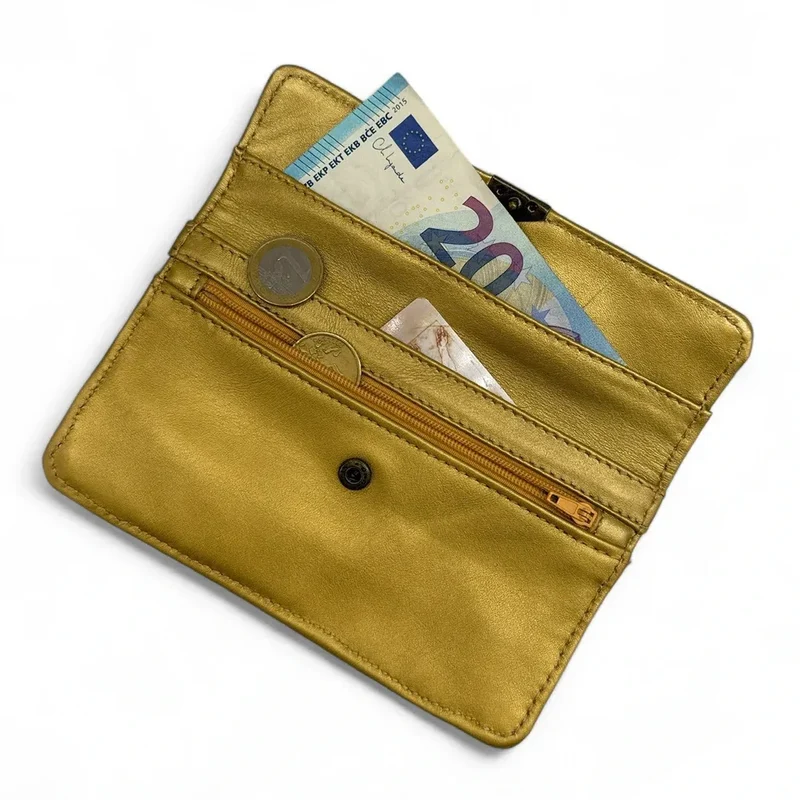 Pochette porte-monnaie en cuir métallisé IMPRO Or