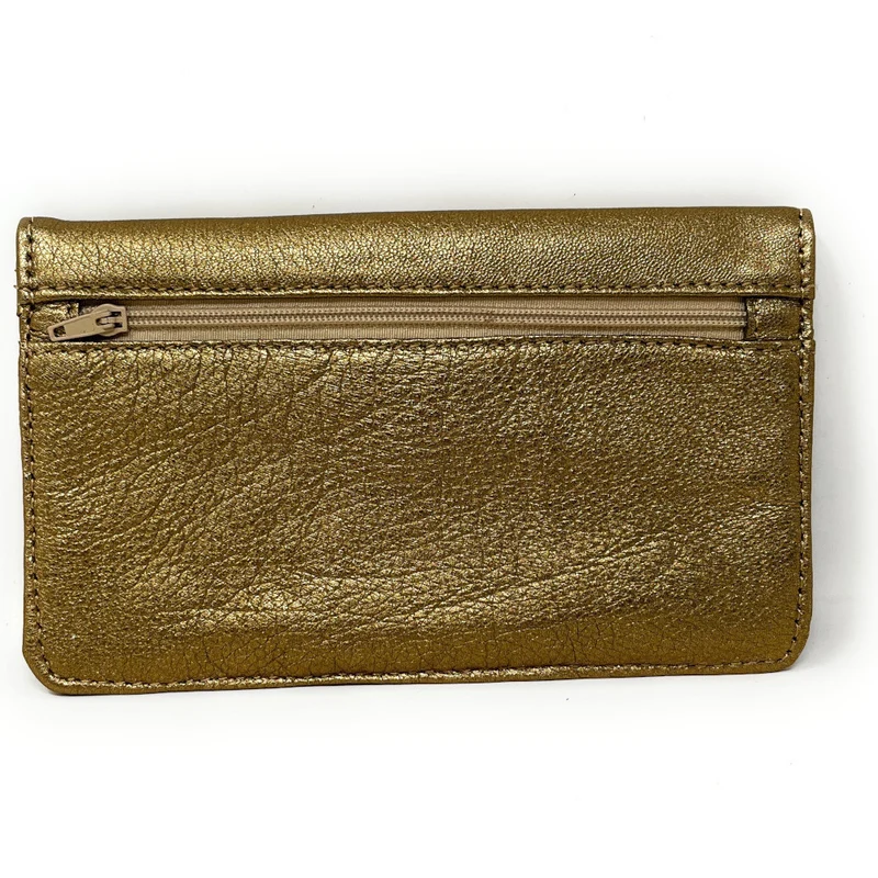 Pochette porte-monnaie en cuir métallisé IMPRO Or vieilli