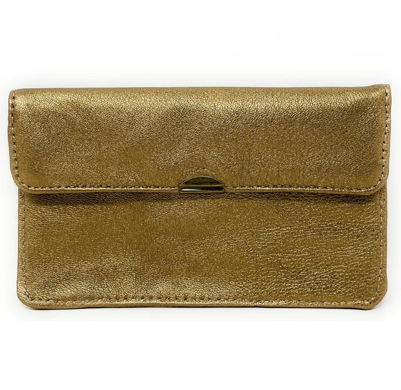 Pochette porte-monnaie en cuir métallisé IMPRO Or vieilli