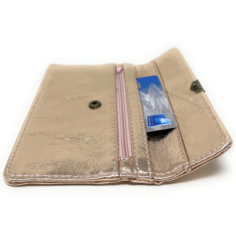 Pochette porte-monnaie en cuir métallisé IMPRO Rose gold