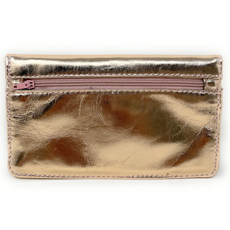 Pochette porte-monnaie en cuir métallisé IMPRO Rose gold