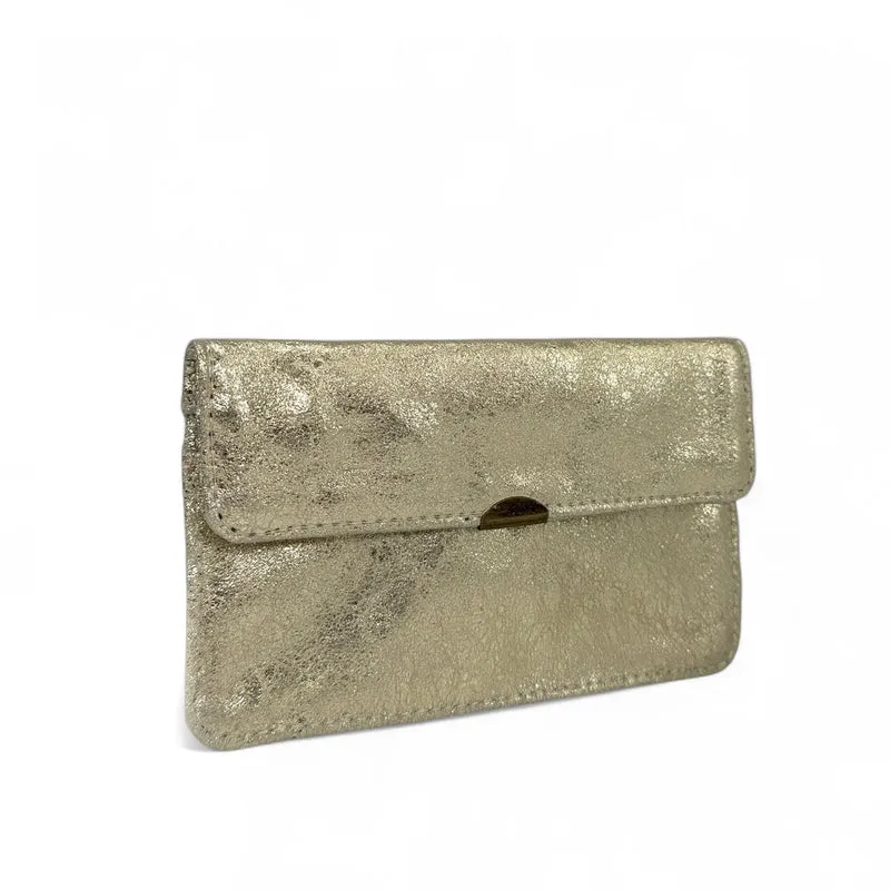 Pochette porte-monnaie en cuir métallisé IMPRO Or pâle
