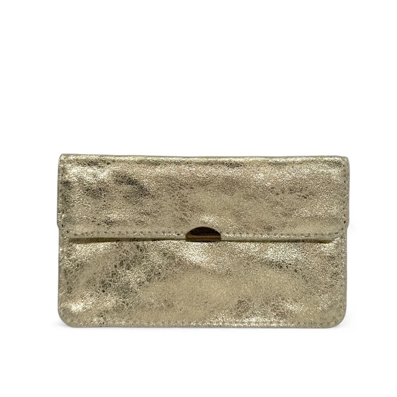 Pochette porte-monnaie en cuir métallisé IMPRO Or pâle