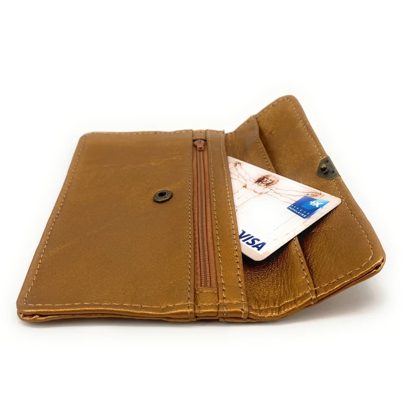 Pochette porte-monnaie en cuir métallisé IMPRO Or cuivré