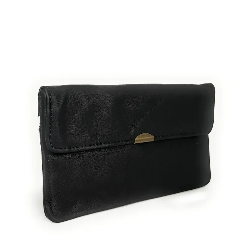 Pochette porte-monnaie en cuir lisse IMPRO Noir