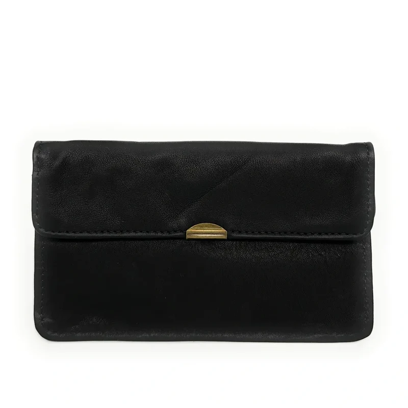 Pochette porte-monnaie en cuir lisse IMPRO Noir