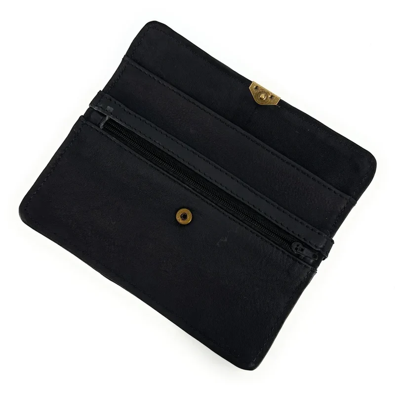 Pochette porte-monnaie en cuir lisse IMPRO Noir