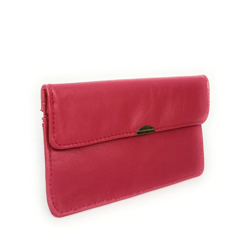 Pochette porte-monnaie en cuir lisse IMPRO Rouge magenta