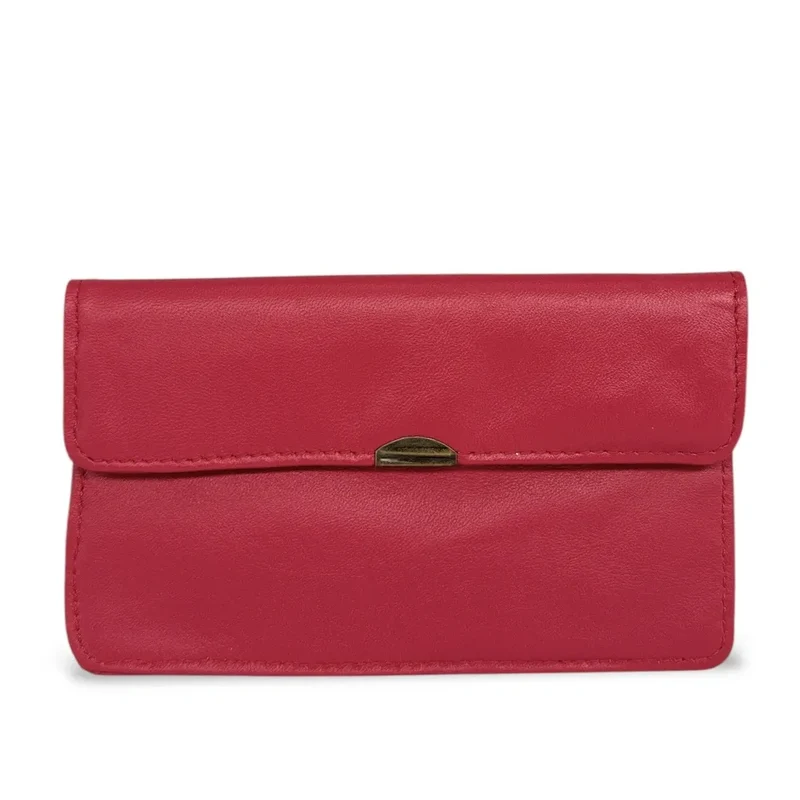 Pochette porte-monnaie en cuir lisse IMPRO Rouge magenta