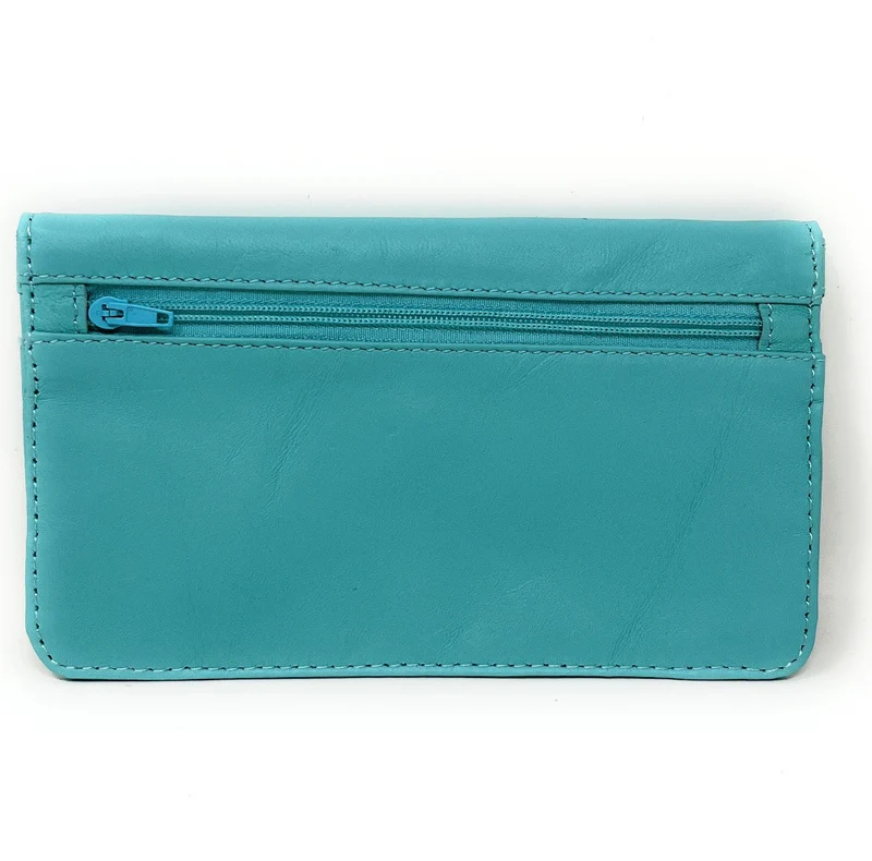 Pochette porte-monnaie en cuir lisse IMPRO Bleu lagon