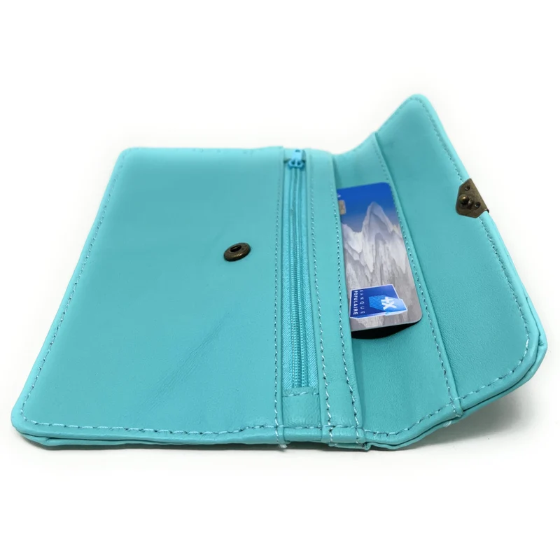 Pochette porte-monnaie en cuir lisse IMPRO Bleu lagon