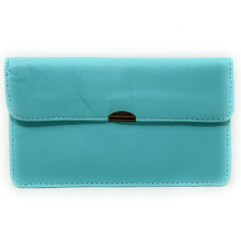 Pochette porte-monnaie en cuir lisse IMPRO Bleu lagon