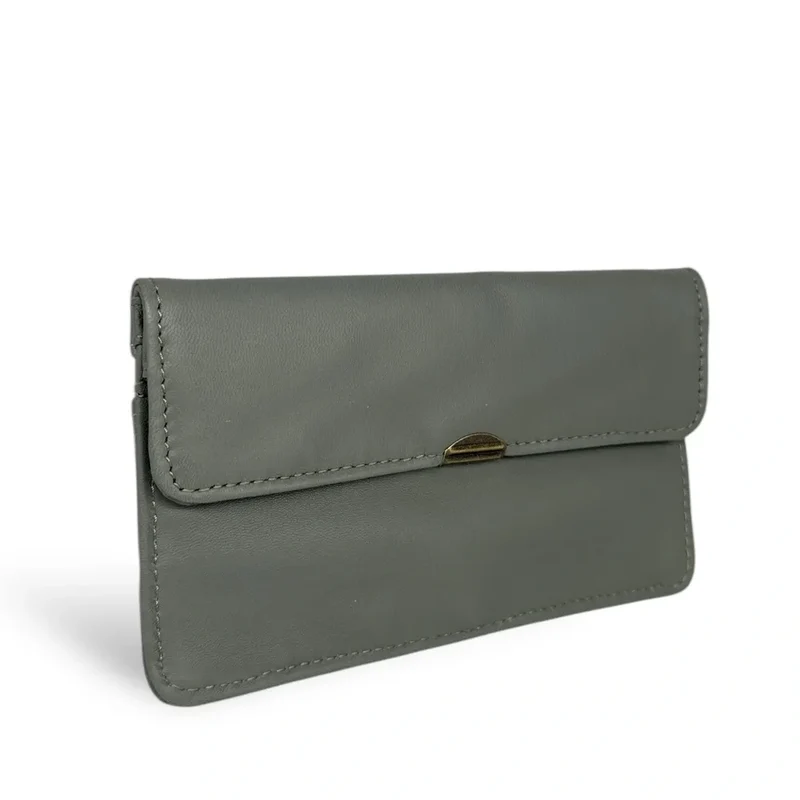 Pochette porte-monnaie en cuir lisse IMPRO Vert Kaki clair