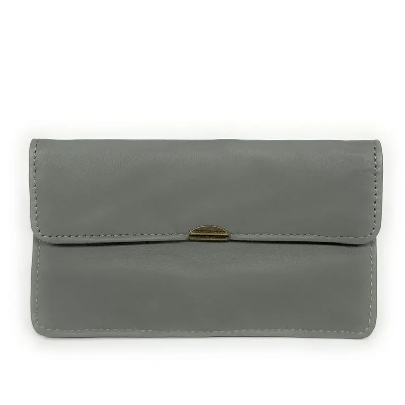 Pochette porte-monnaie en cuir lisse IMPRO Vert Kaki clair