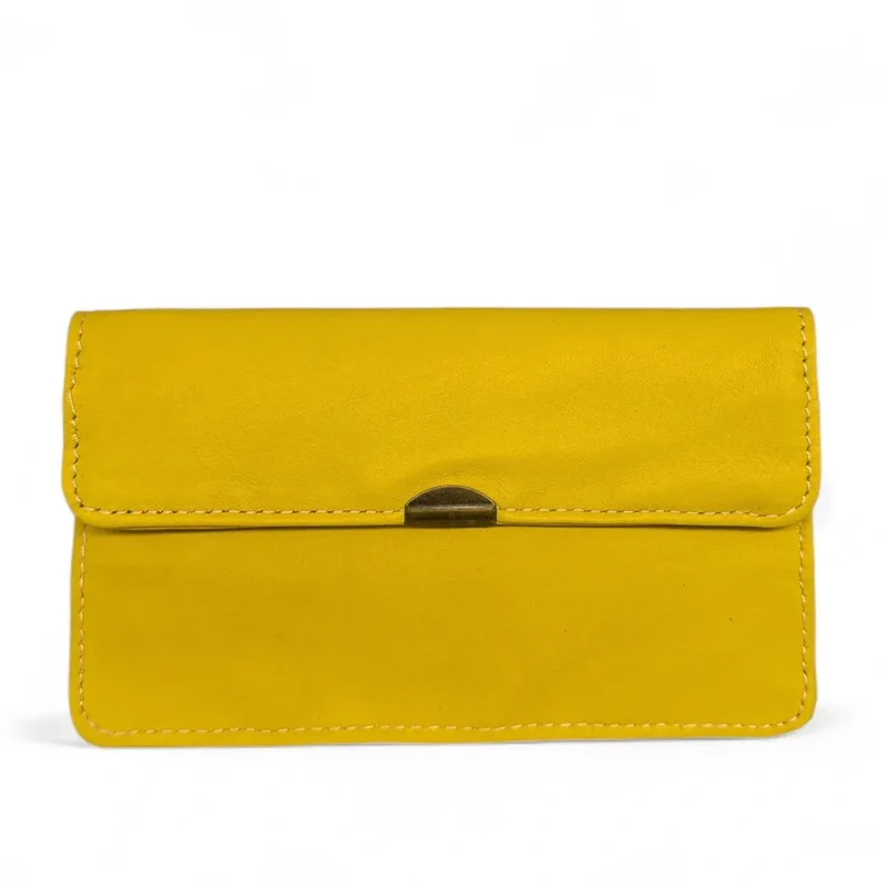 Pochette porte-monnaie en cuir lisse IMPRO Jaune tournesol
