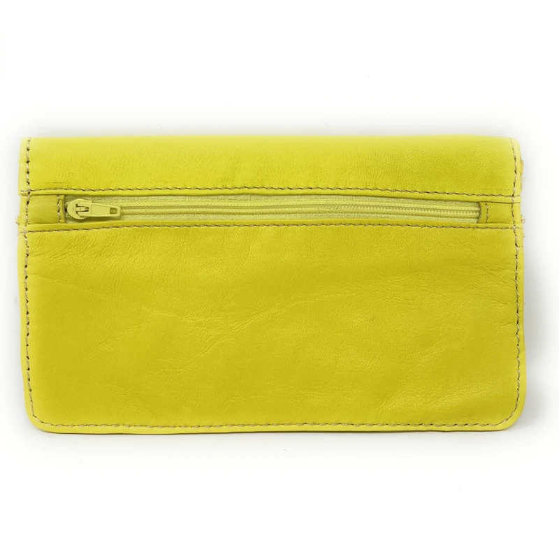 Pochette porte-monnaie en cuir lisse IMPRO Jaune citron