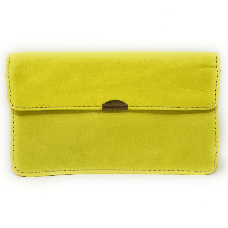 Pochette porte-monnaie en cuir lisse IMPRO Jaune citron