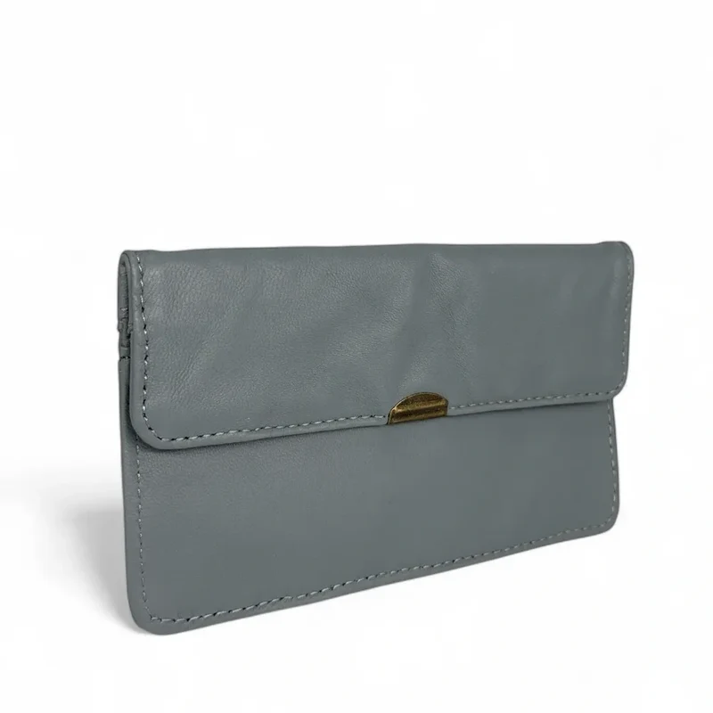 Pochette porte-monnaie en cuir lisse IMPRO Gris pigeon