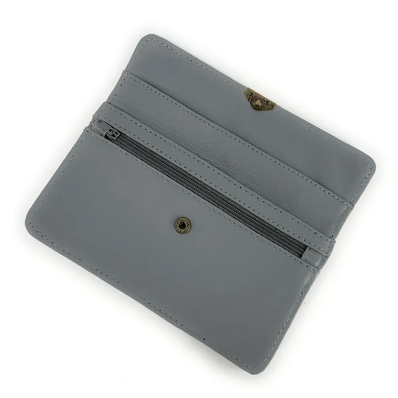 Pochette porte-monnaie en cuir lisse IMPRO Gris pigeon