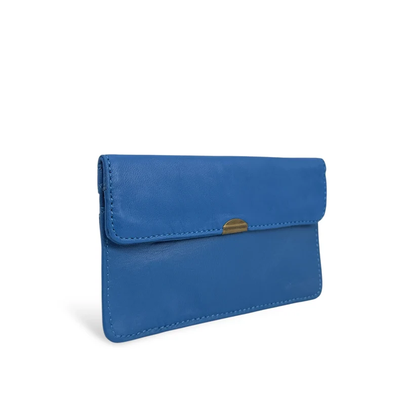Pochette porte-monnaie en cuir lisse IMPRO Bleu cobalt