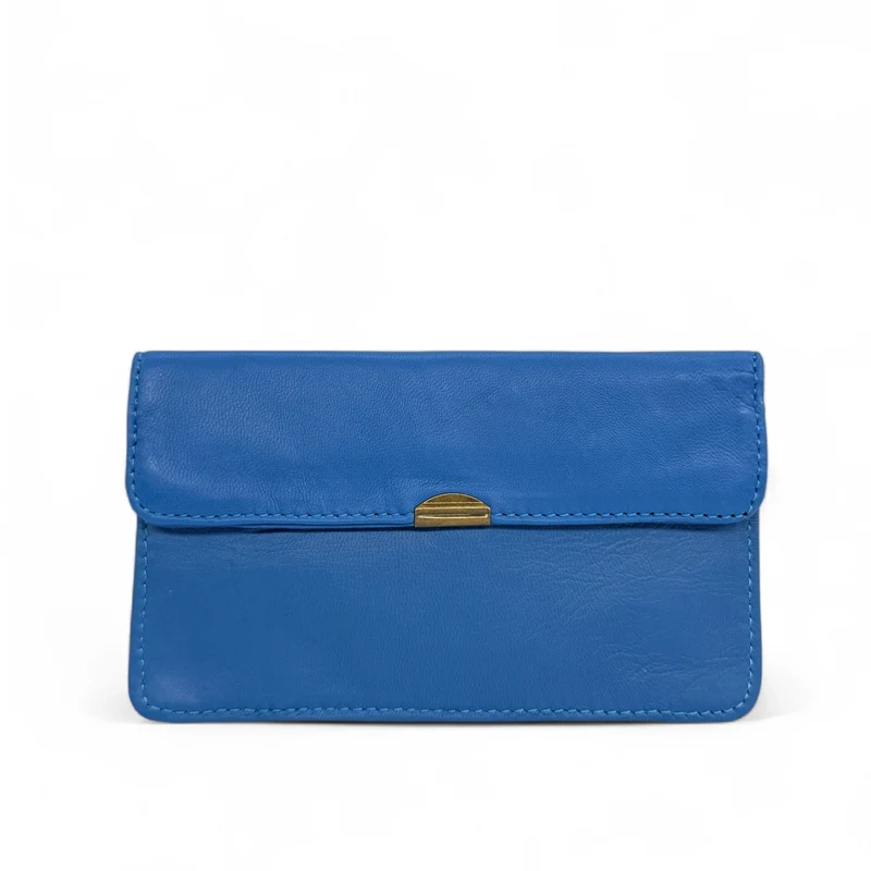 Pochette porte-monnaie en cuir lisse IMPRO Bleu cobalt