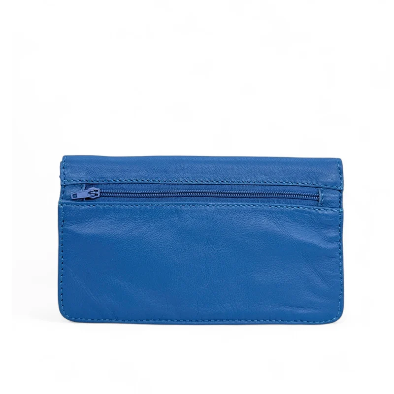 Pochette porte-monnaie en cuir lisse IMPRO Bleu cobalt