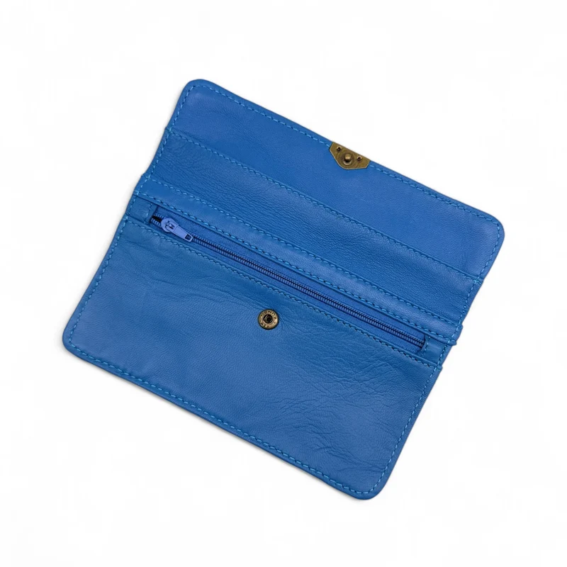 Pochette porte-monnaie en cuir lisse IMPRO Bleu cobalt