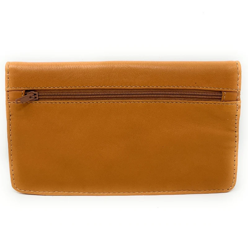 Pochette porte-monnaie en cuir lisse IMPRO Marron camel